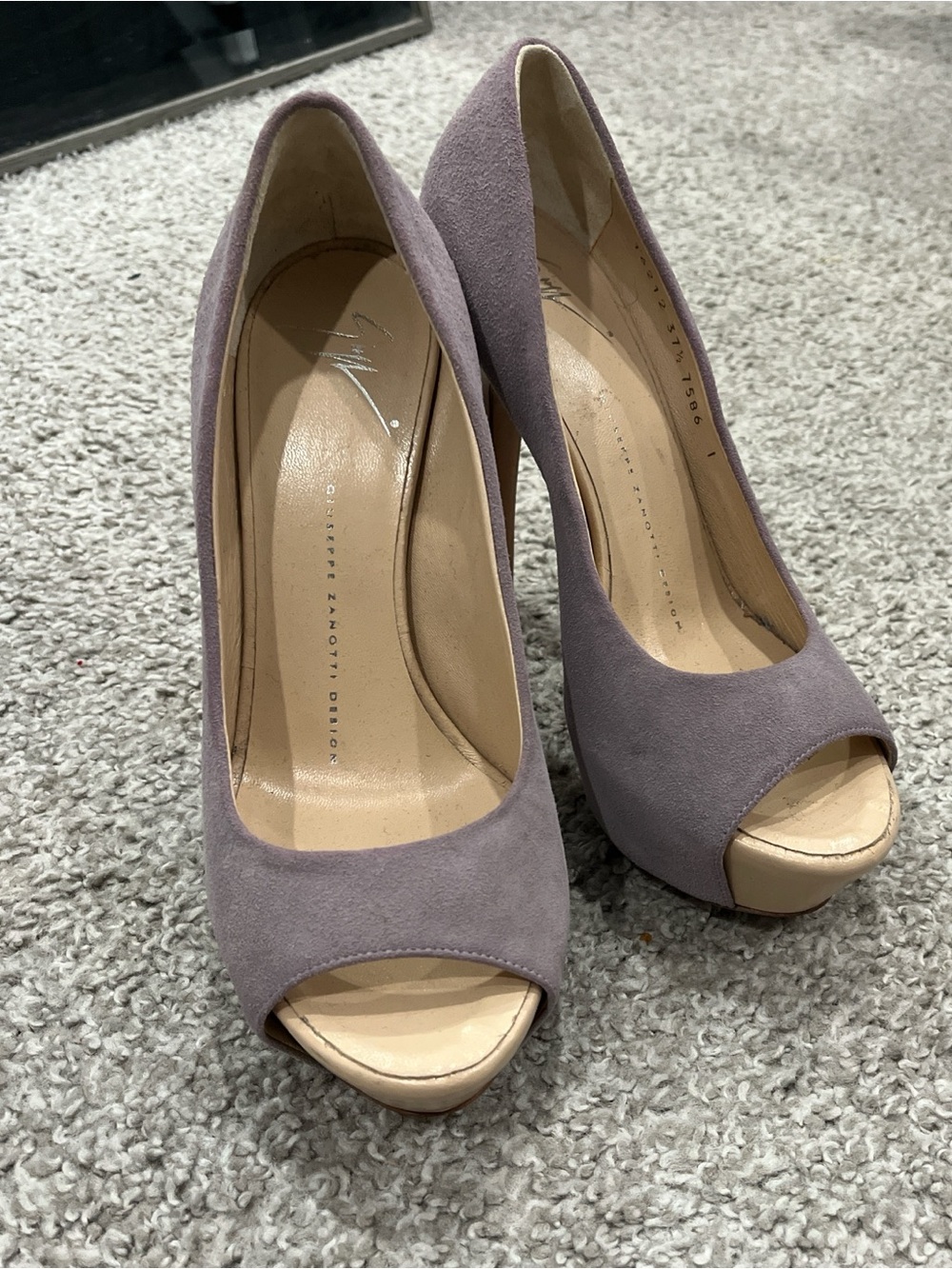 Giuseppe Zanotti Dusty Lavender Suede Peep-Toe Pumps